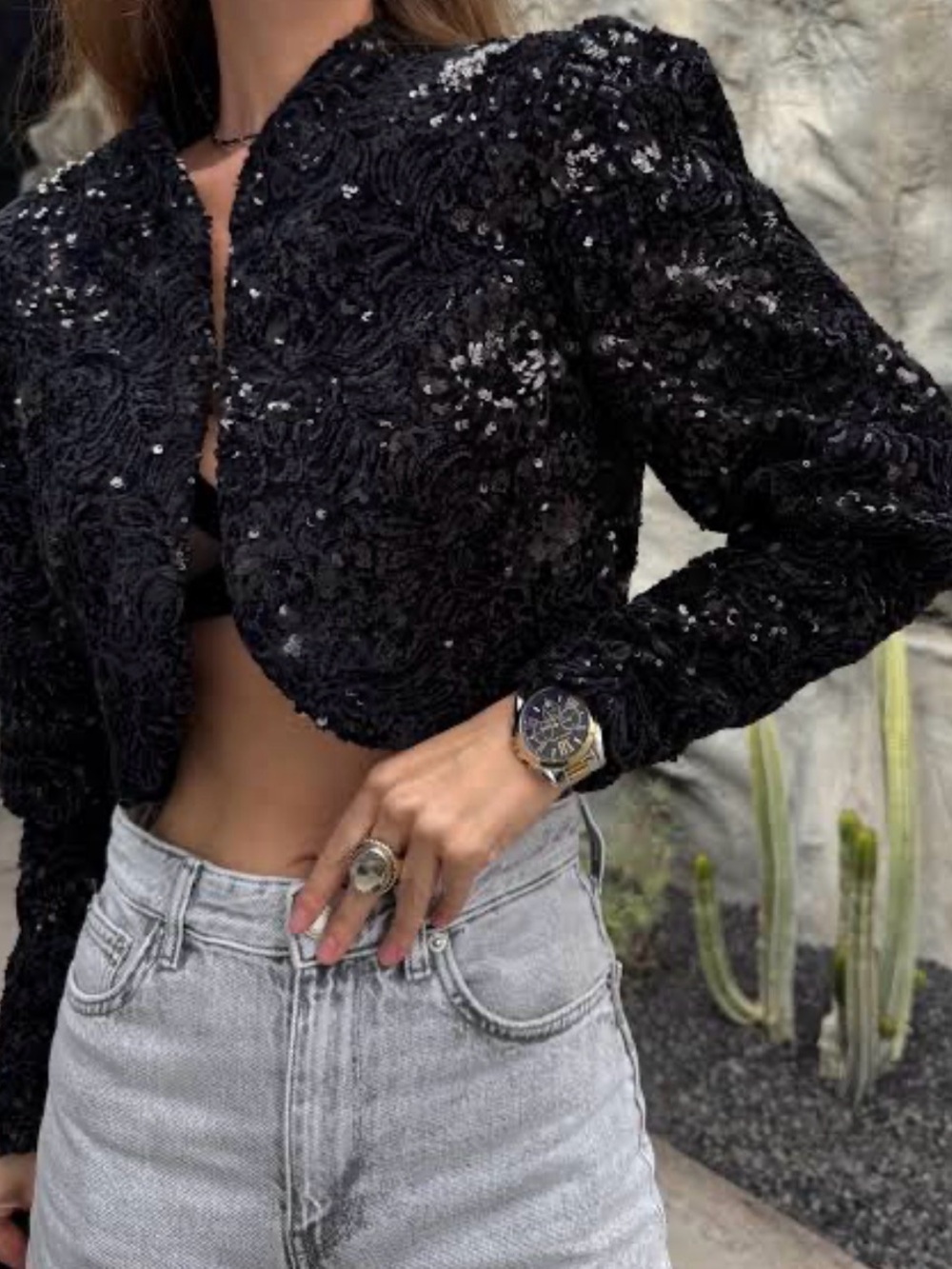 Amazing Zara Black Sequin Embellished Jacket/ Size Small